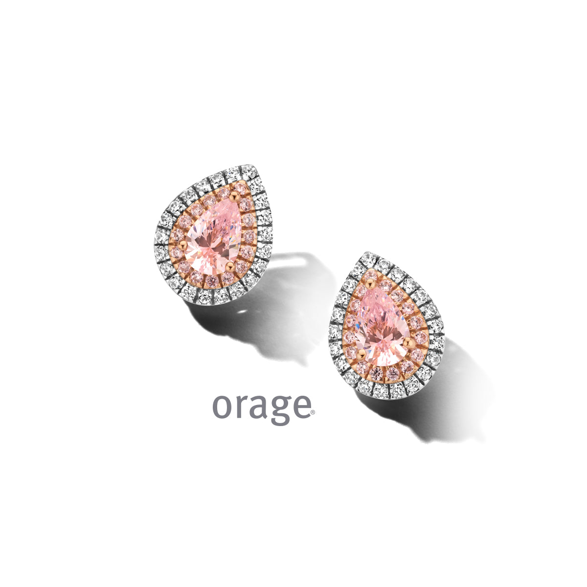 Orage Boucles d'oreilles entourage argent rhodié zircons roses BC091