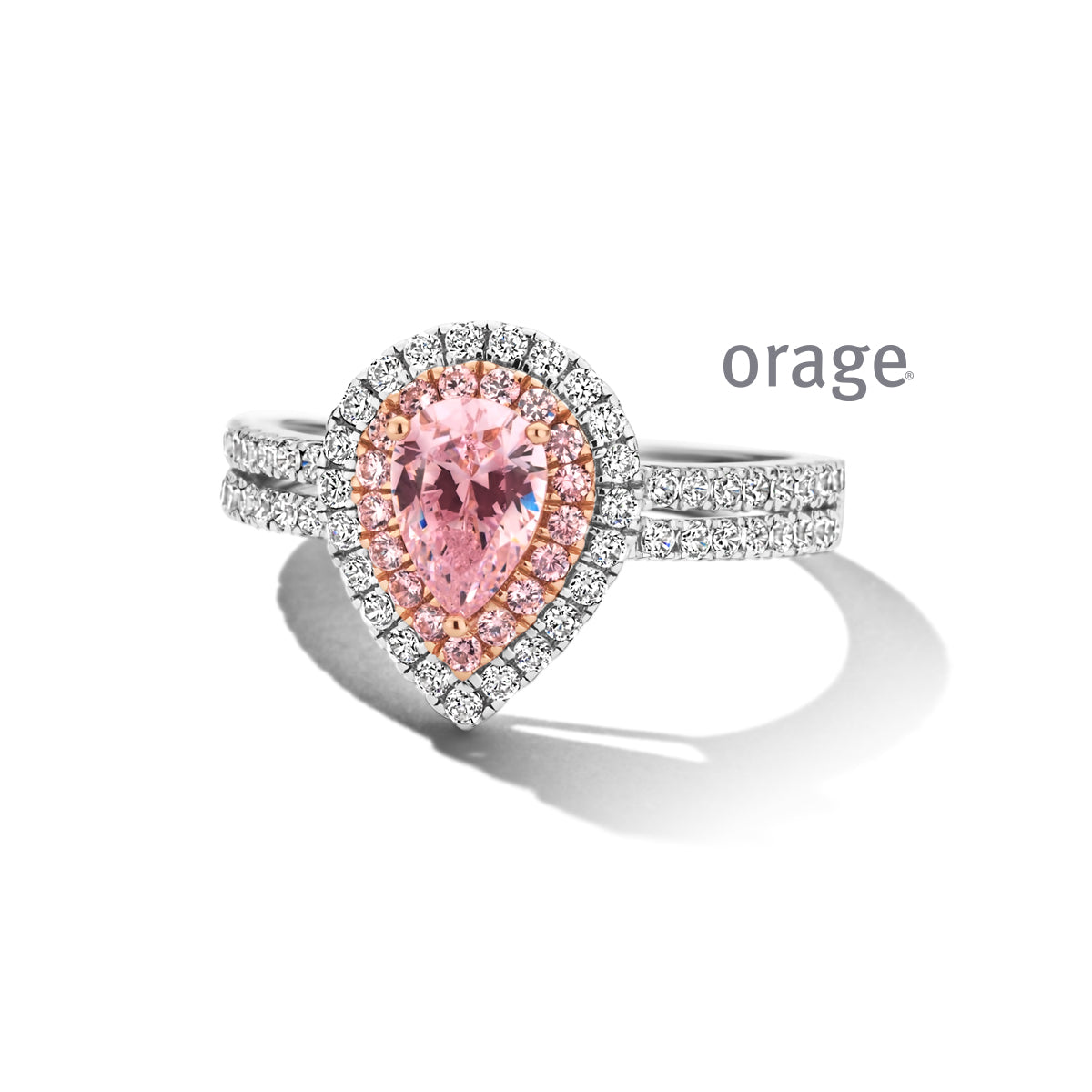 Orage Bague entourage argent rhodié zircons roses BC092