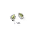 Orage Boucles d'oreilles entourage argent rhodié zircons verts BC094