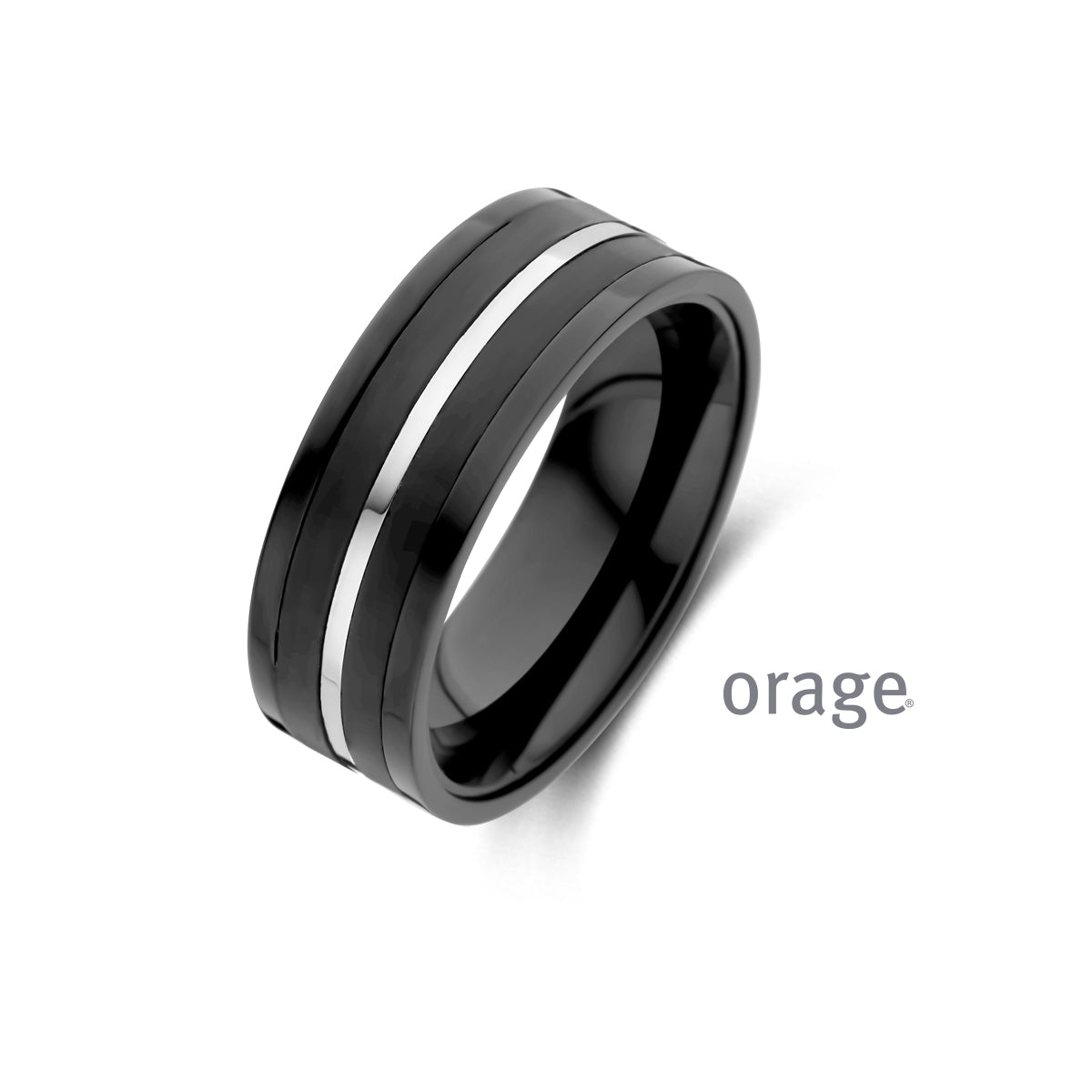 Orage Bague homme acier noir BC108