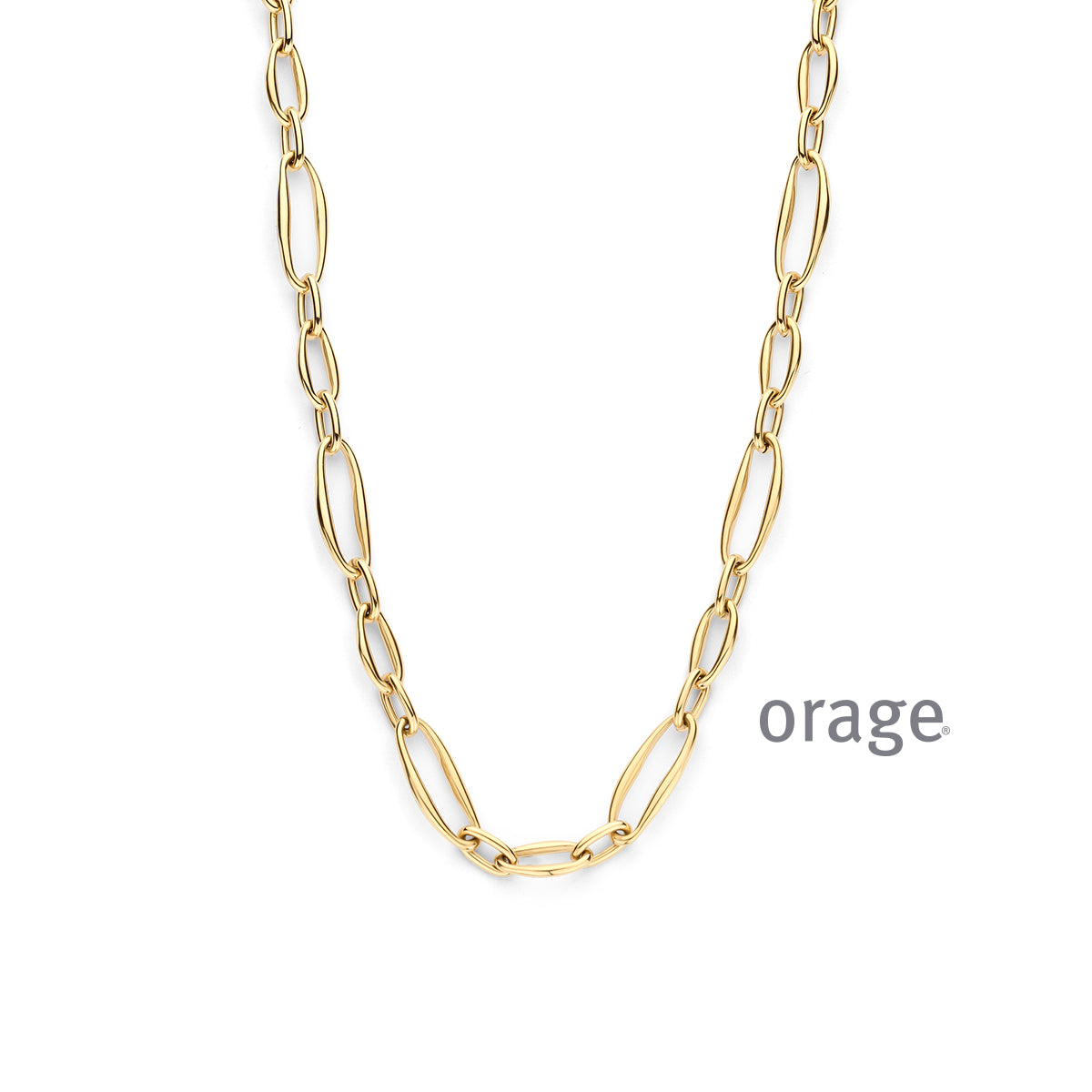 Orage Collier maillons organiques acier doré BC121