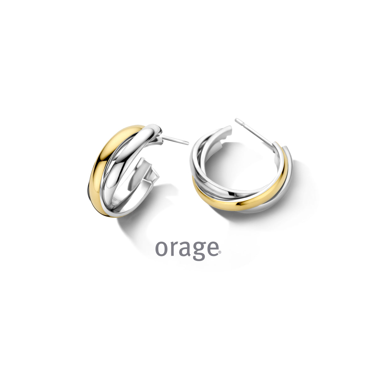 Orage Boucles d'oreilles acier bicolore BC123