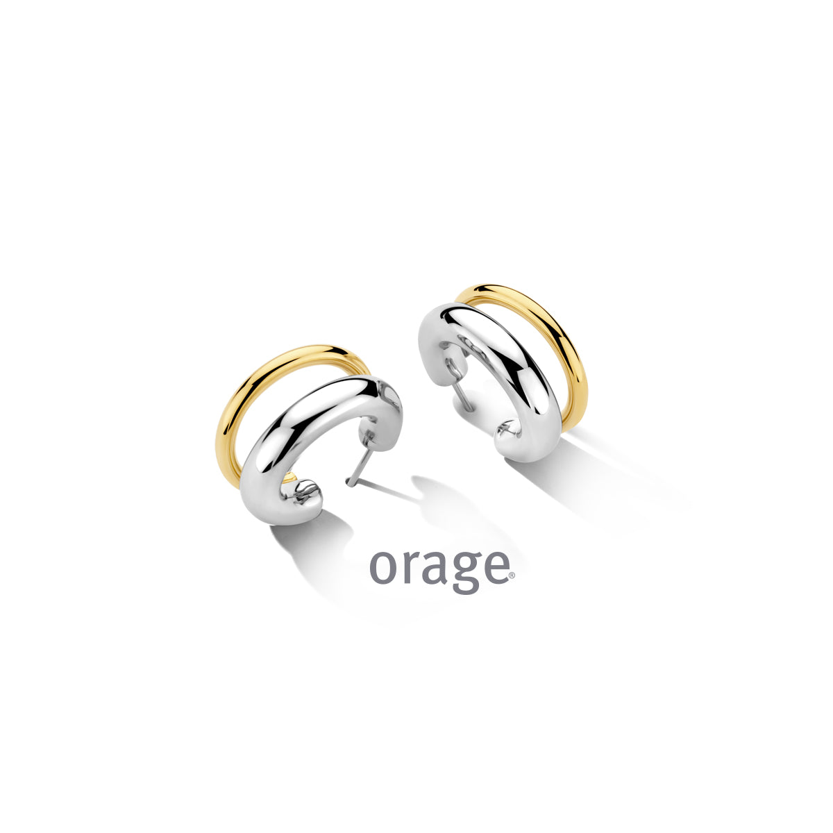 Orage Boucles d'oreilles acier bicolore BC125