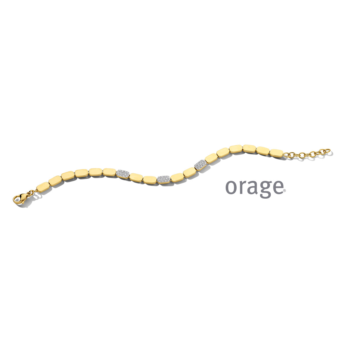 Orage Bracelet acier doré zircons BC129