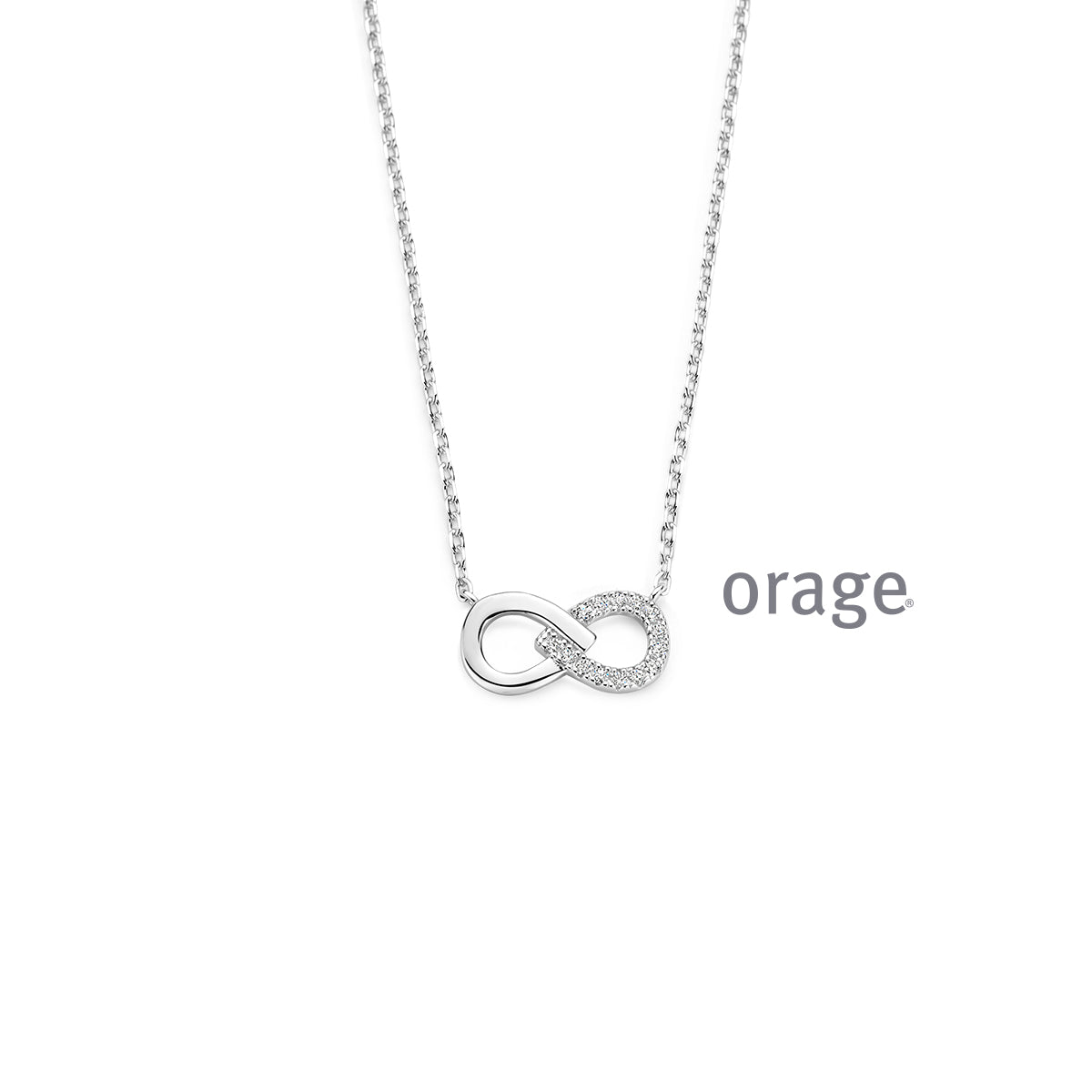 Orage Collier infini argent rhodié zircons BC137