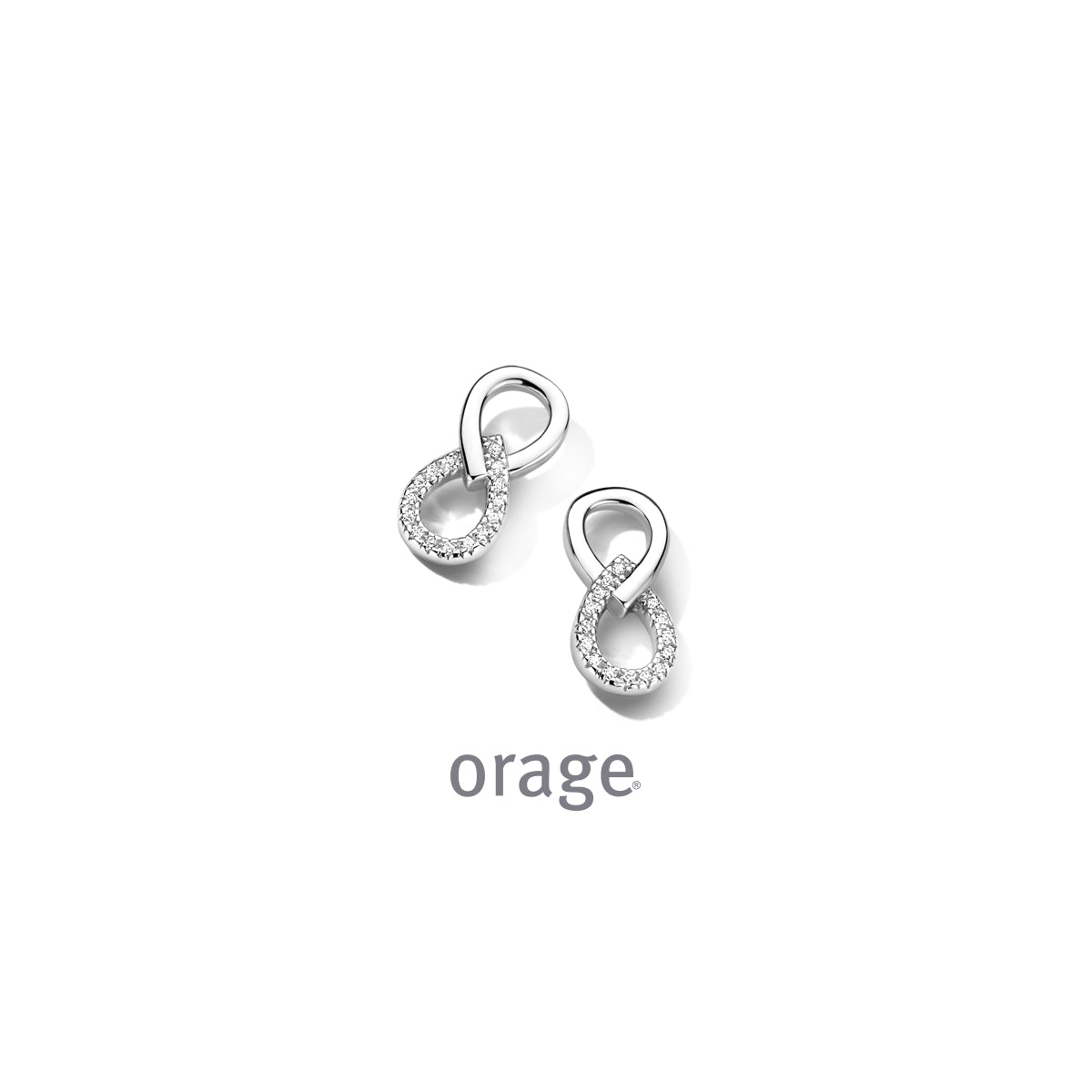 Orage Boucles d'oreilles infini argent rhodié zircons BC138