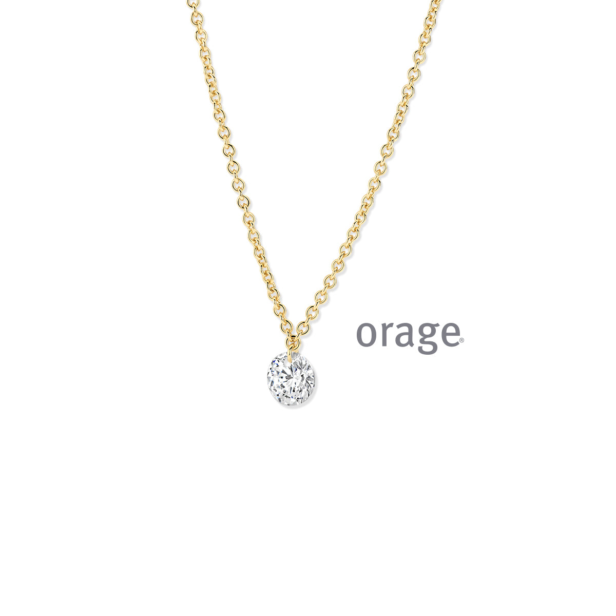 Orage Collier solitaire plaqué or zircons BC140
