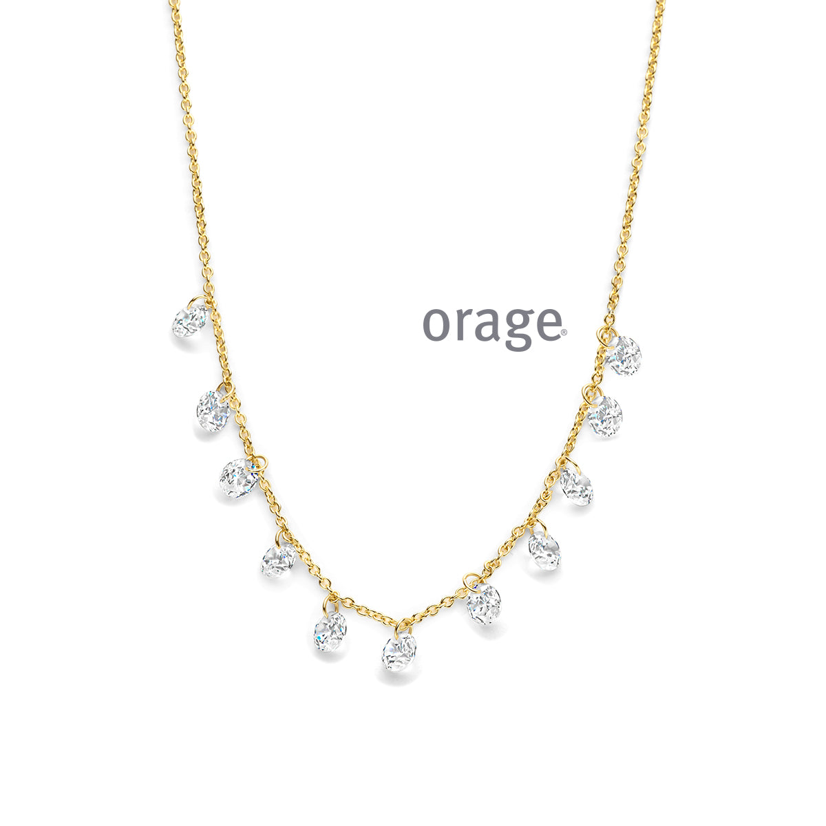 Orage Collier plaqué or zircons BC141