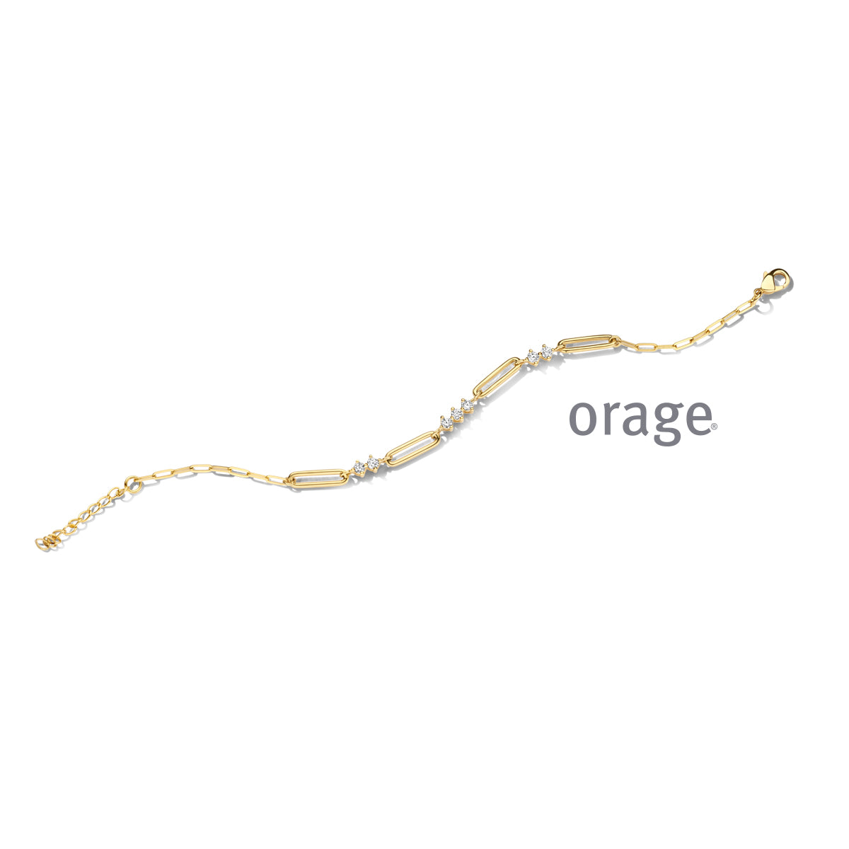 Orage Bracelet maillons ovales plaqué or zircons BC143