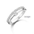 Orage Bague solitaire double anneau argent rhodié zircons BC145