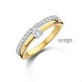 Orage Bague solitaire double anneau plaqué or zircons BC146