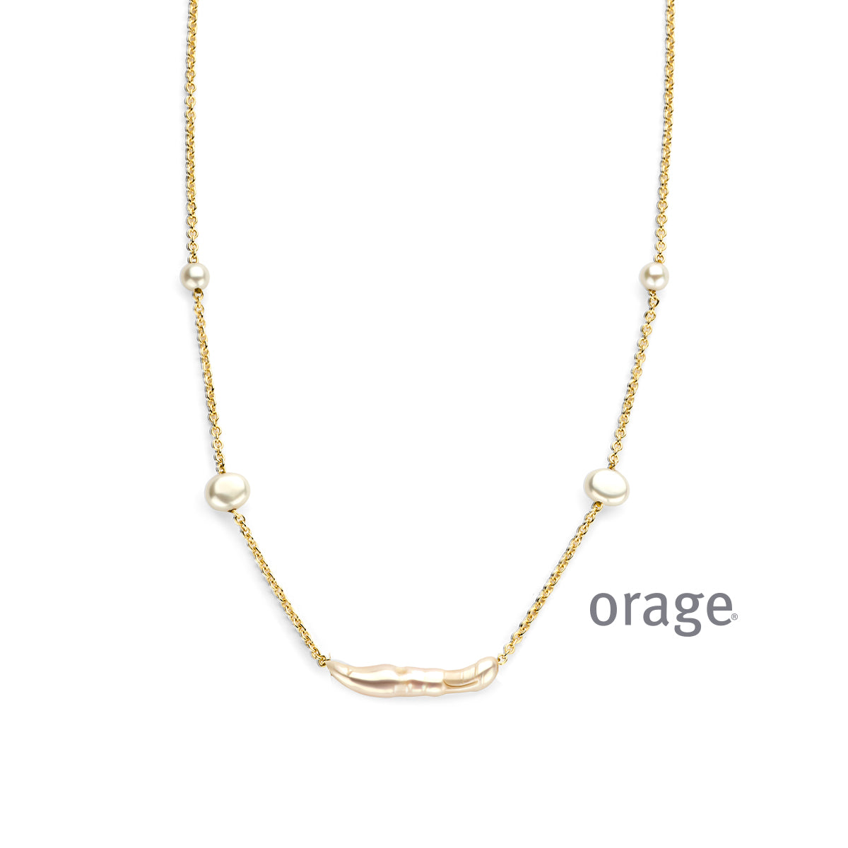 Orage Collier plaqué or à perles BC148
