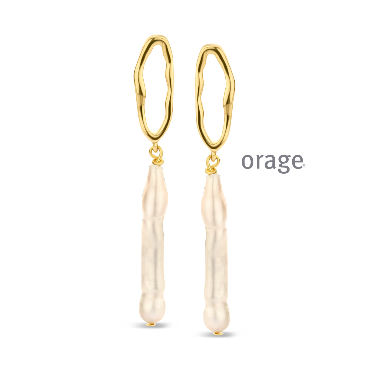 Orage Boucles d'oreilles pendantes plaqué or à perle BC149