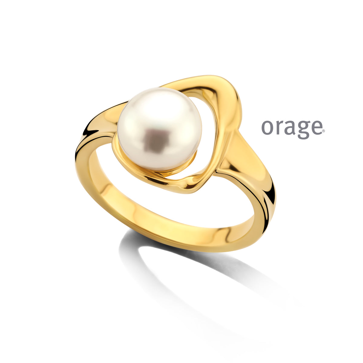 Orage Bague plaqué or à perle BC153