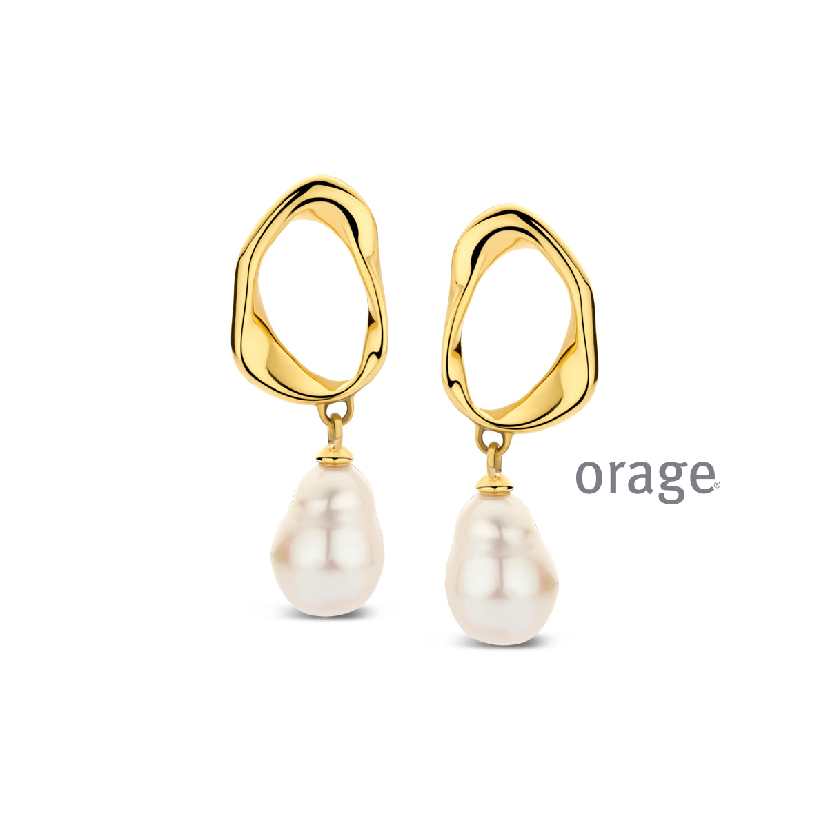 Orage Boucles d'oreilles pendantes plaqué or à perle BC154