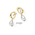 Orage Boucles d'oreilles pendantes plaqué or à perle BC154