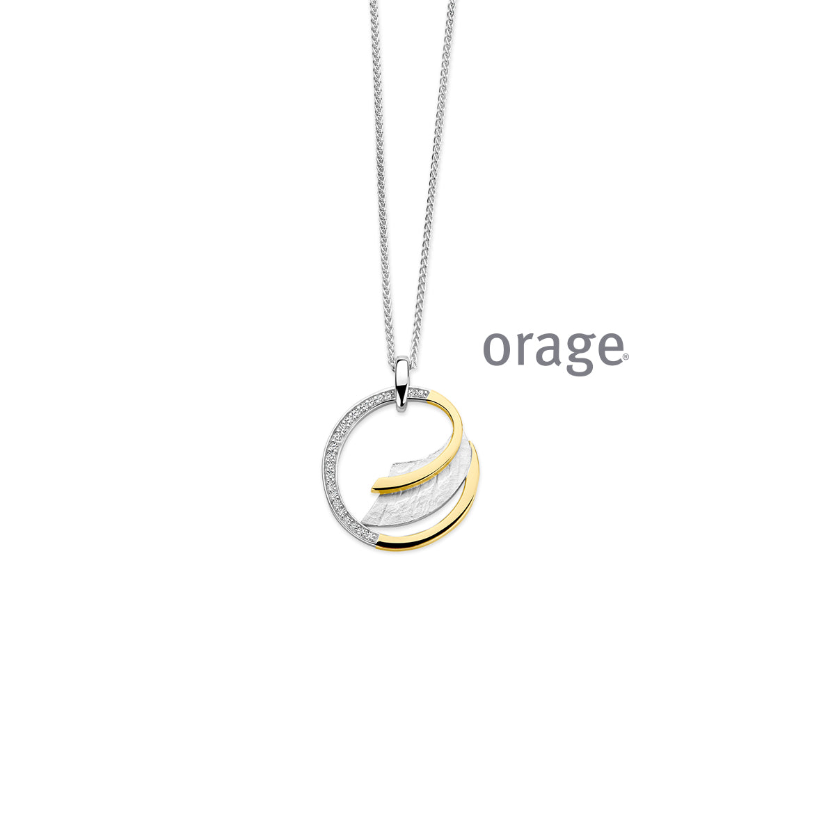 Orage Collier argent rhodié bicolore zircons BC155