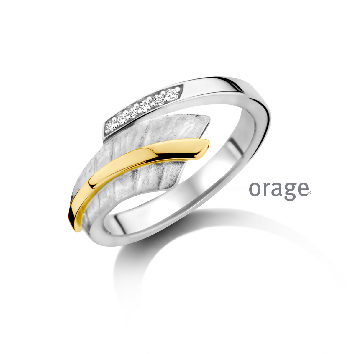Orage Bague argent rhodié bicolore zircons BC156