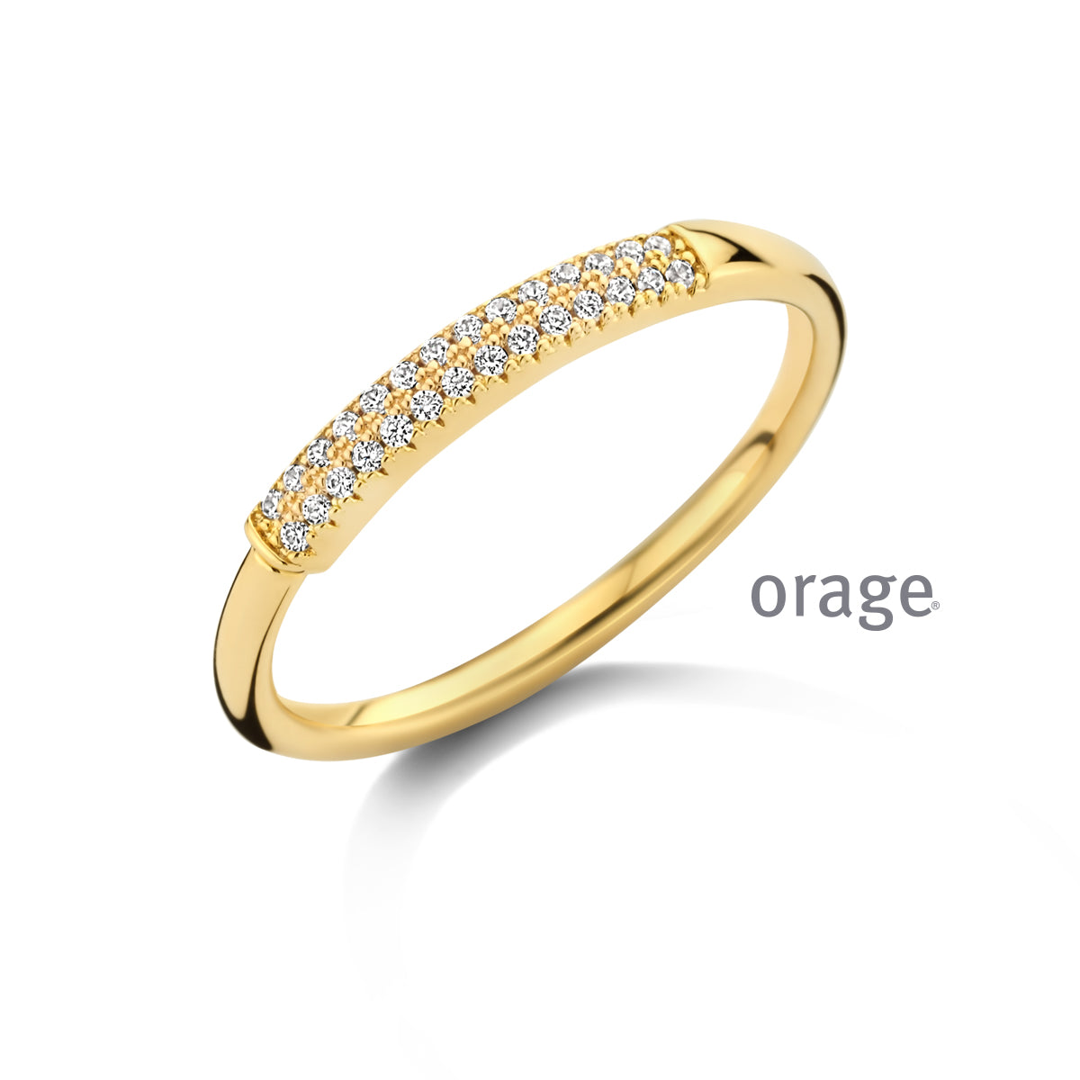 Orage Bague pavée plaqué or zircons BC168