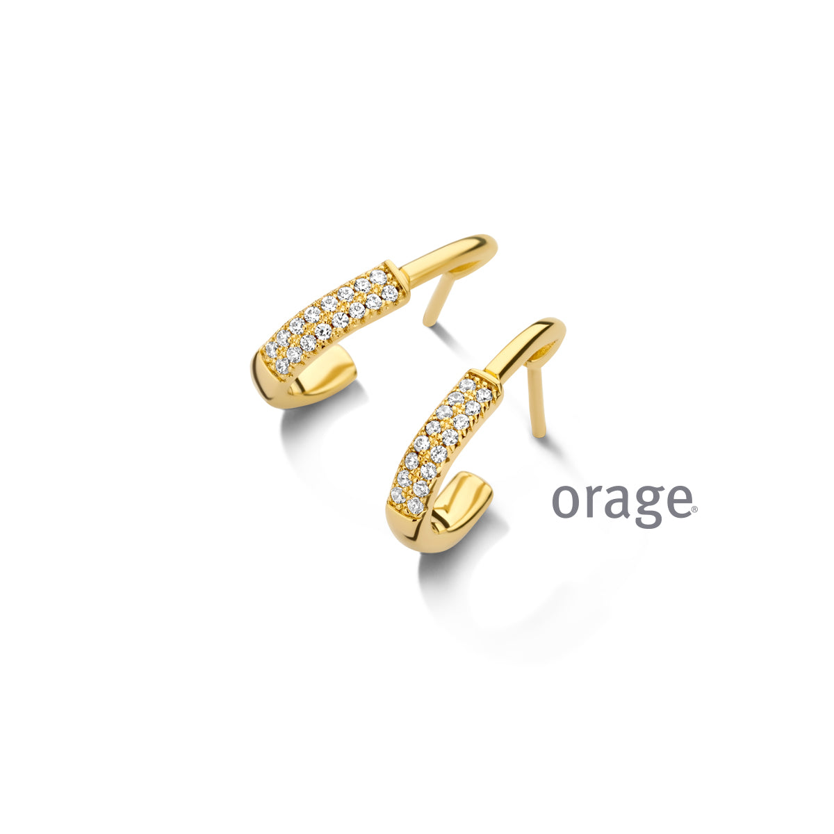 Orage Créoles fines pavées plaqué or zircons BC169