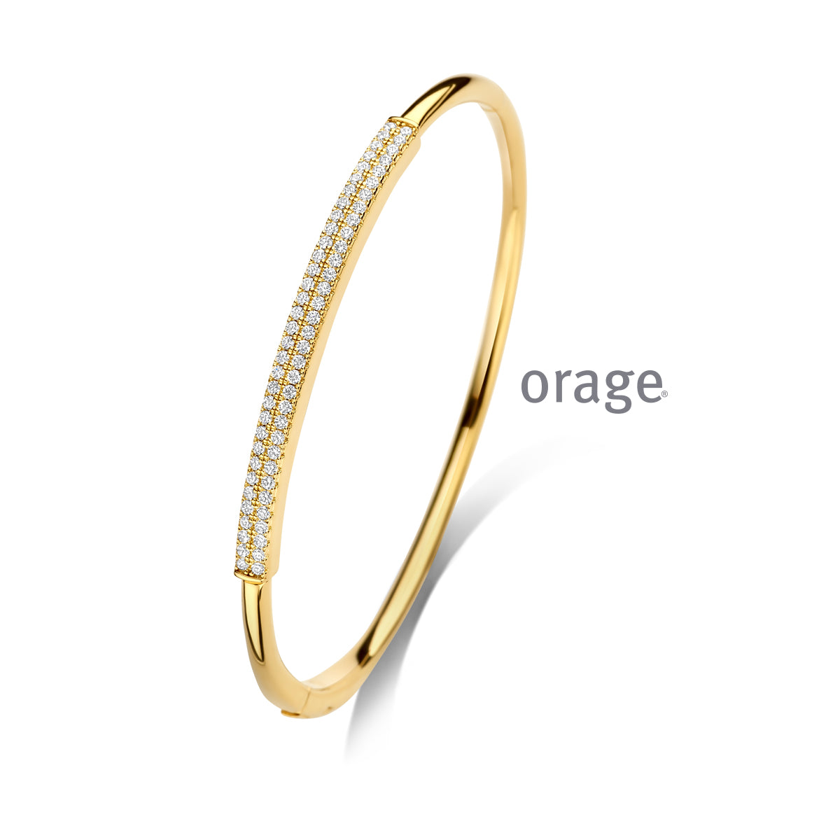 Orage Bracelet esclave pavé plaqué or zircons BC170
