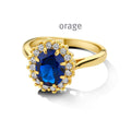 Orage Bague entourage plaqué or zircons bleus BC172