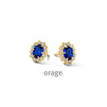 Orage Boucles d'oreilles entourage plaqué or zircons bleus BC173