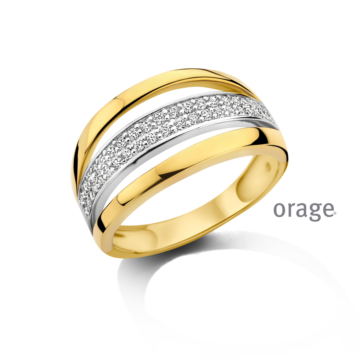 Orage Bague pavée plaqué or zircons BC176
