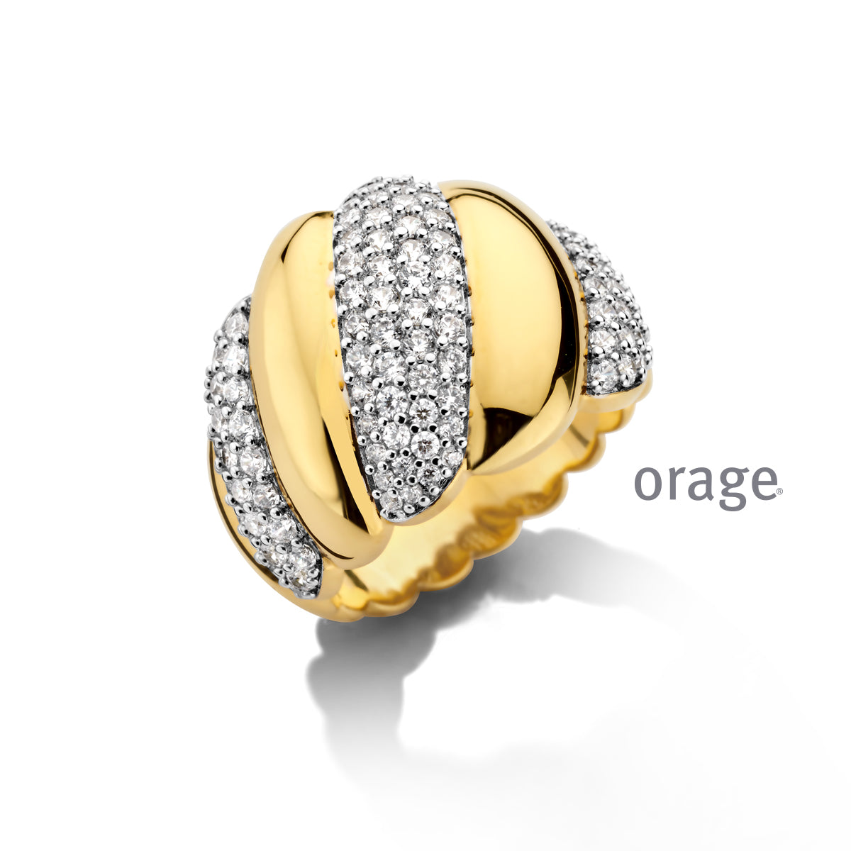 Orage Bague pavée plaqué or zircons BC178
