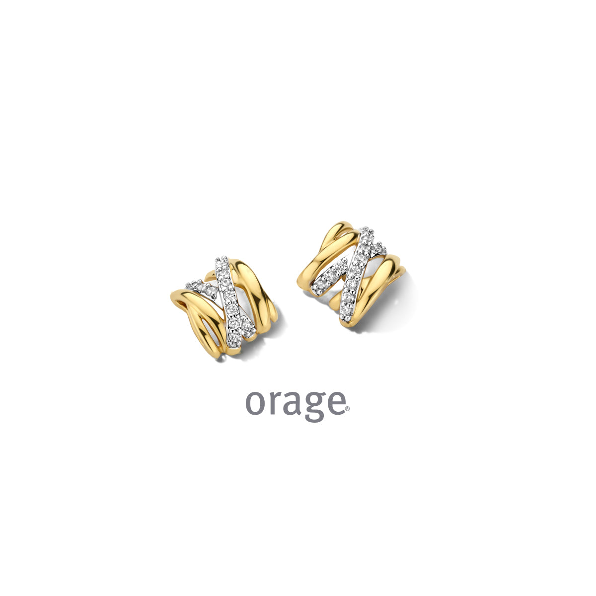 Orage Boucles d'oreilles motif lignes plaqué or zircons BC184