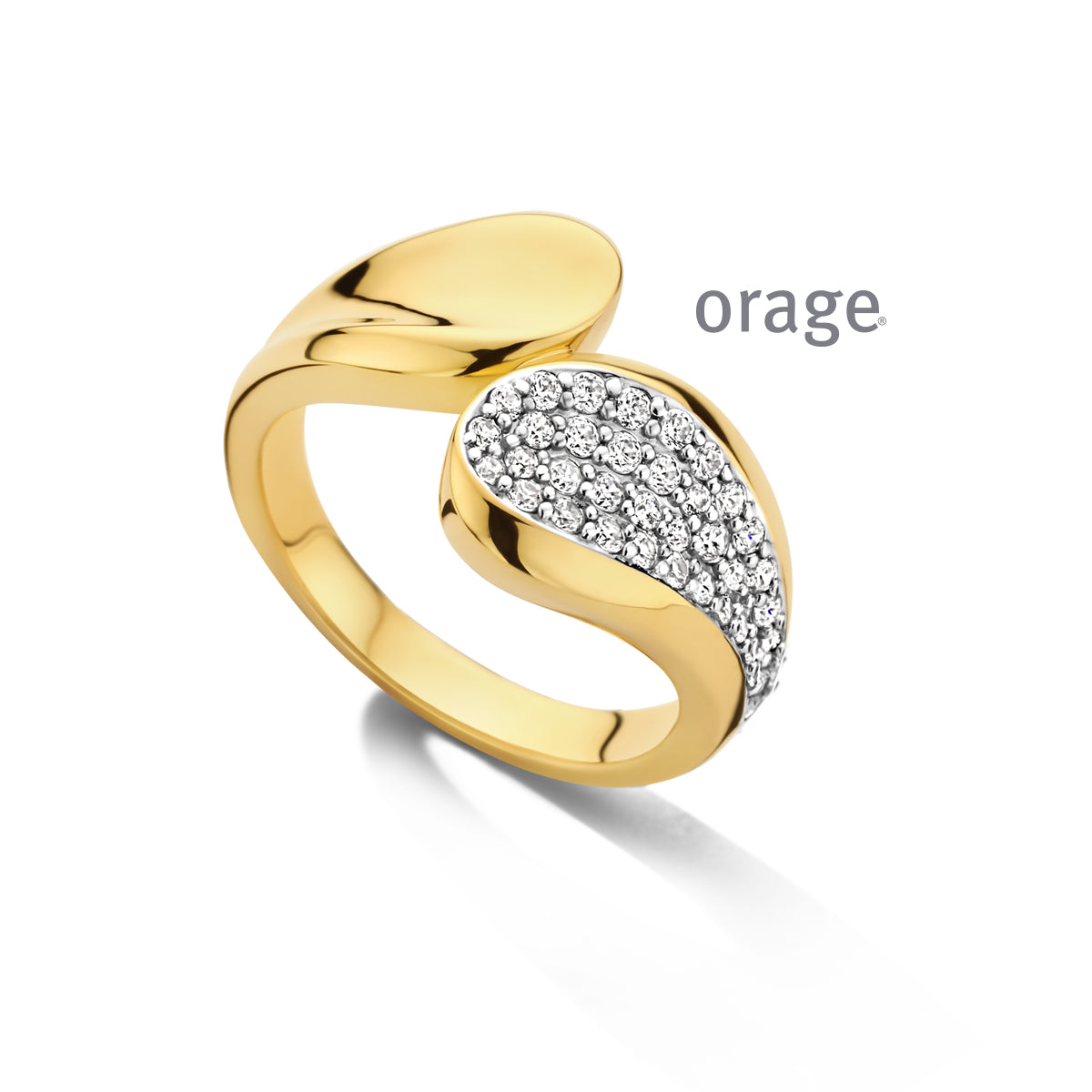 Orage Bague pavée plaqué or zircons BC186