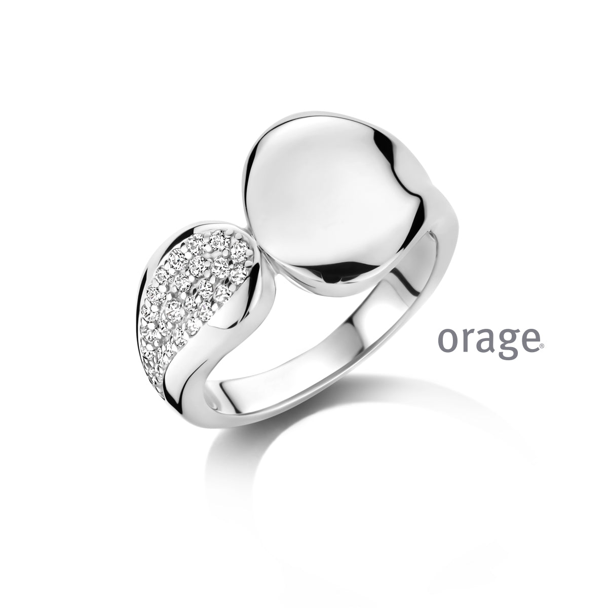 Orage Bague pavée argent rhodié zircons BC189