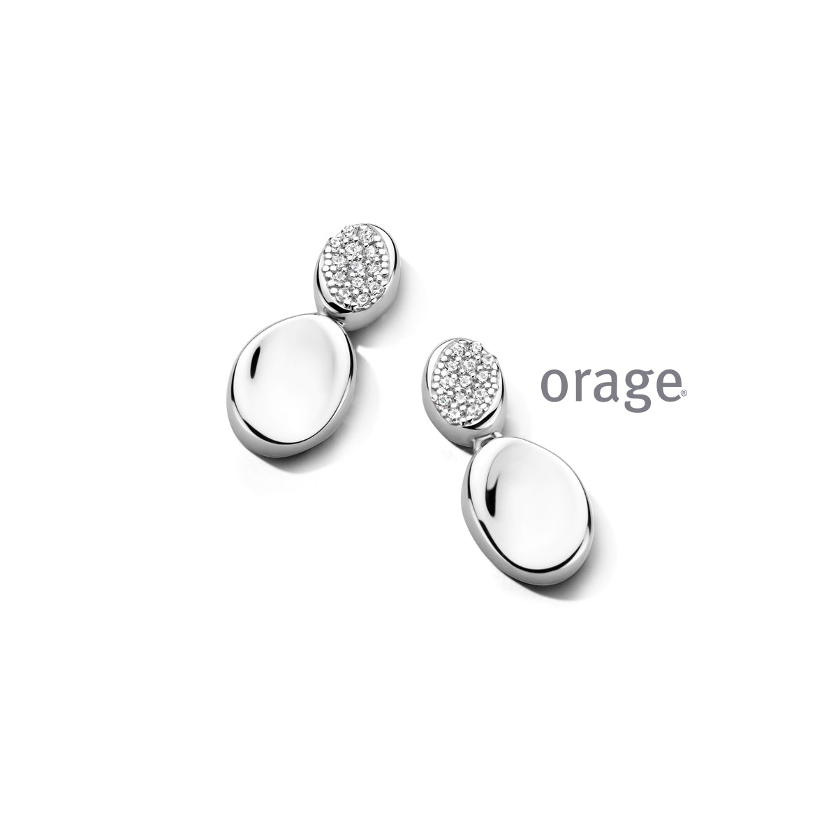 Orage Boucles d'oreilles pendantes pavées argent rhodié zircons BC190