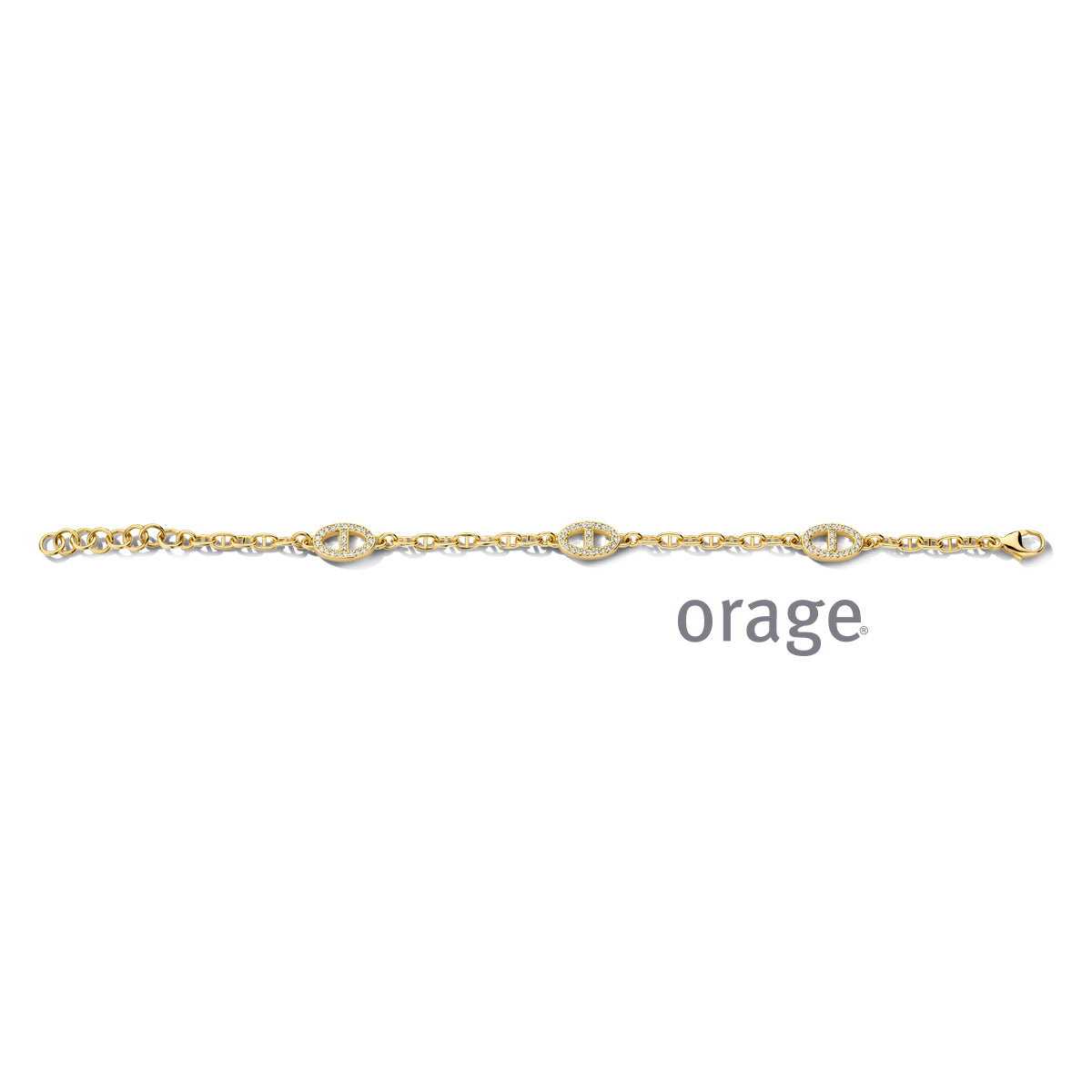 Orage Bracelet trois ovales plaqué or zircons BC191