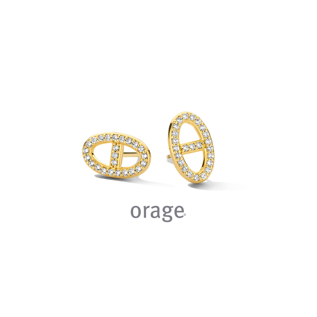 Orage Boucles d'oreilles pendantes ovales plaqué or BC194