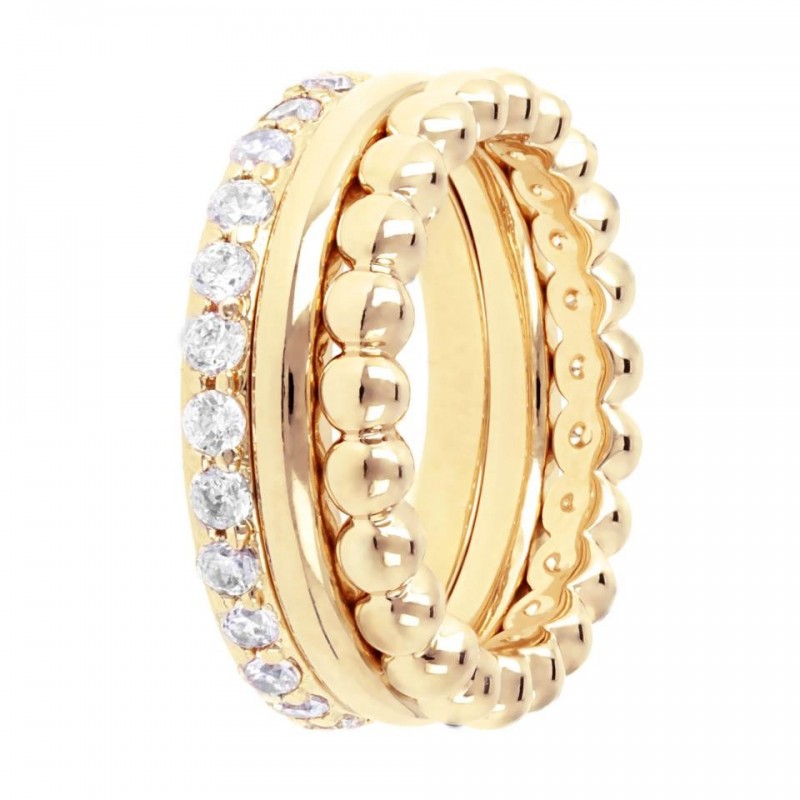 Bronzallure Set Of 3 Rings W Cz Gemstone WSBZ00283Y.WY-16