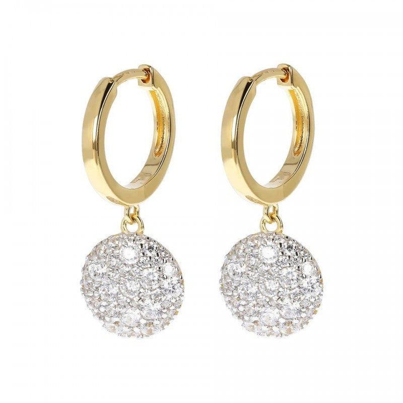 Bronzallure Hoop Earrings Wdangle Round Pave WSBZ01592Y.Y