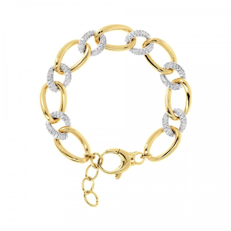 Bronzallure Curb Bracelet With Cz Pave Link WSBZ02014Y.Y