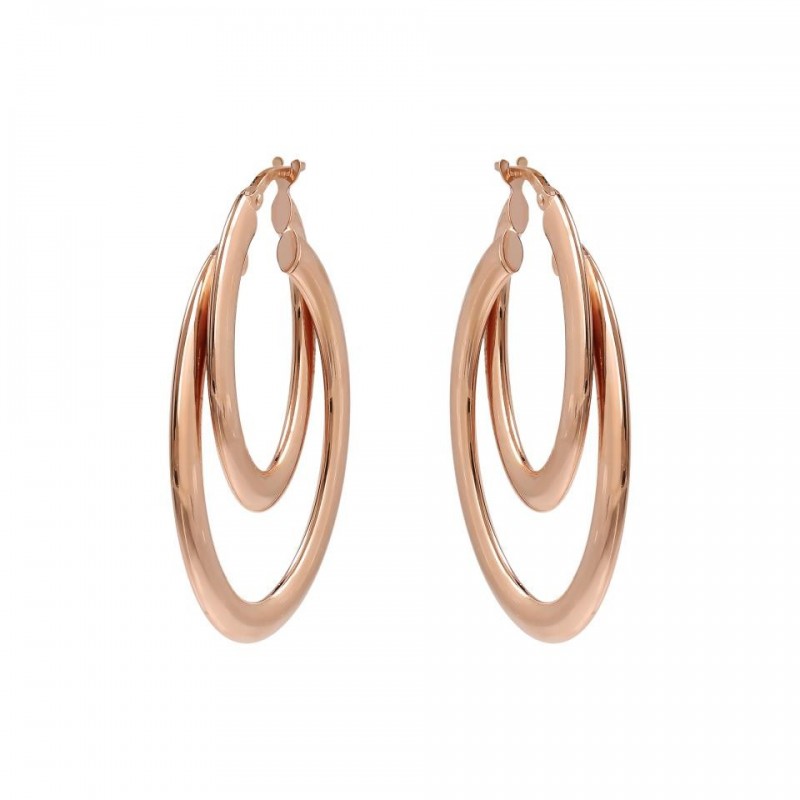 Bronzallure Two Strands Oval Hoop Earrings WSBZ02045.R