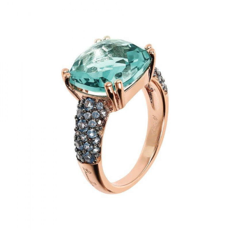 Bronzallure Ring W Cushion Random Cut Nanoge WSBZ02179.GREEN-14