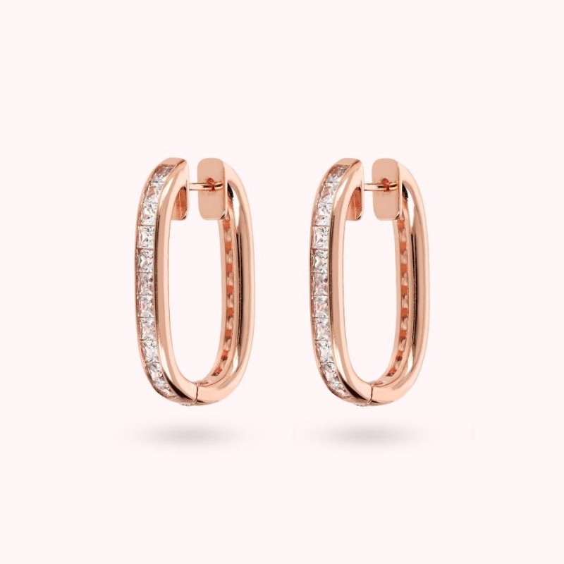Bronzallure Oval Hoop With Princess Cut Cz 1 WSBZ02264.WR