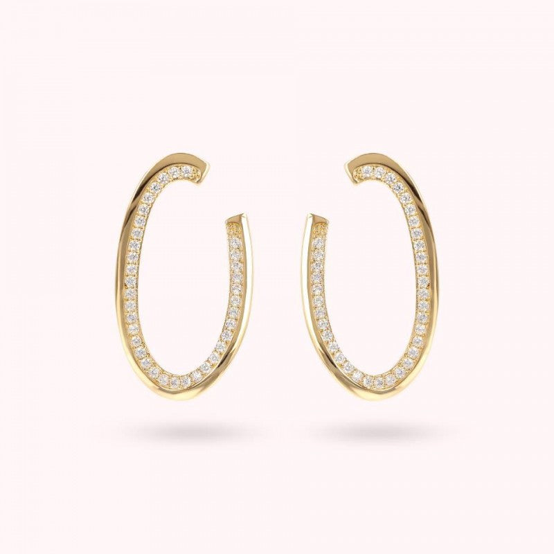 Bronzallure Golden Oval Hoop Earrings With C WSBZ02267Y.WR