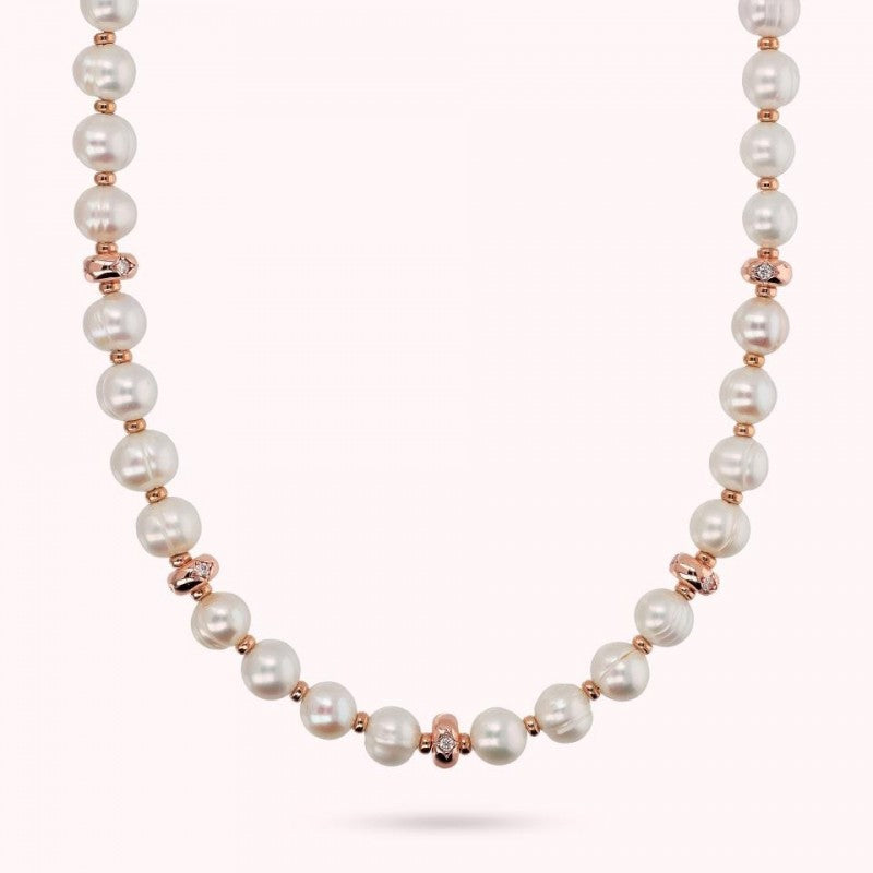 Bronzallure Perl Necklace With Cz Roundel WSBZ02273.WPRL