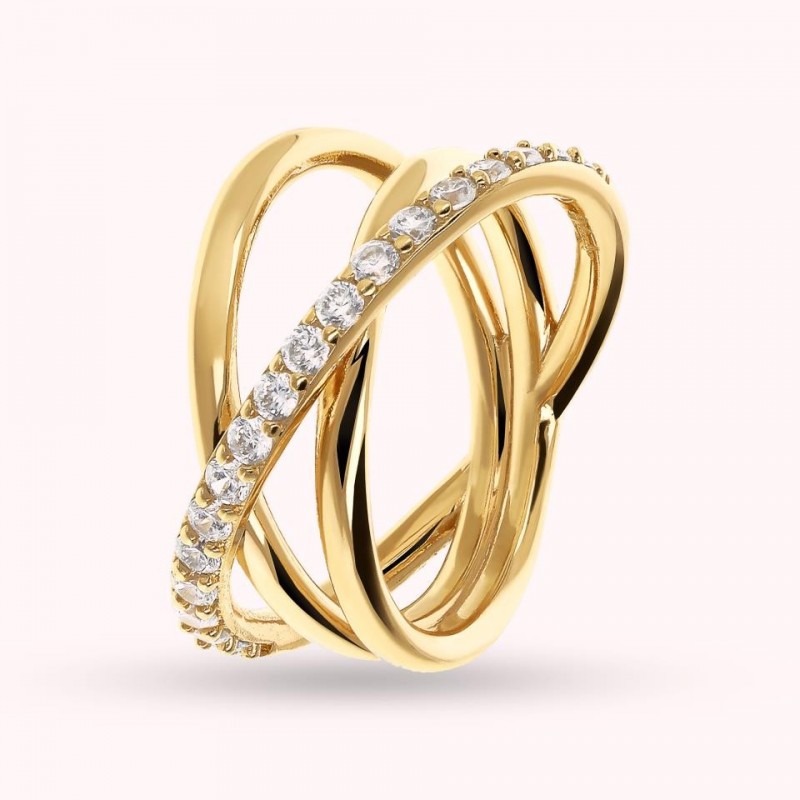 Bronzallure Yellow Gold Multiwire Ring Cubic WSBZ02409Y.WR-18