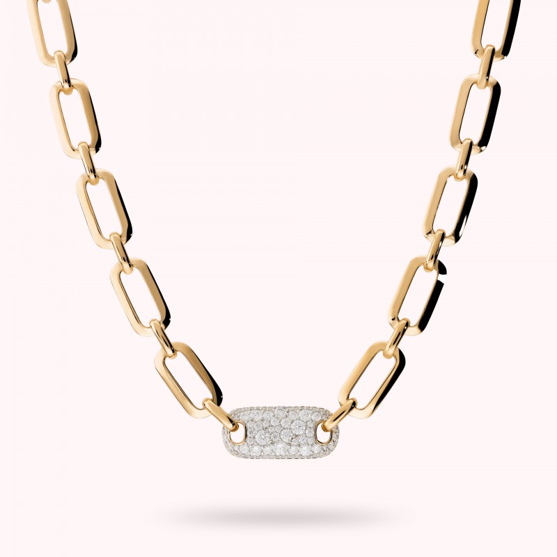 Bronzallure Necklace With Mixed Pave Link Ye WSBZ02518Y.WR