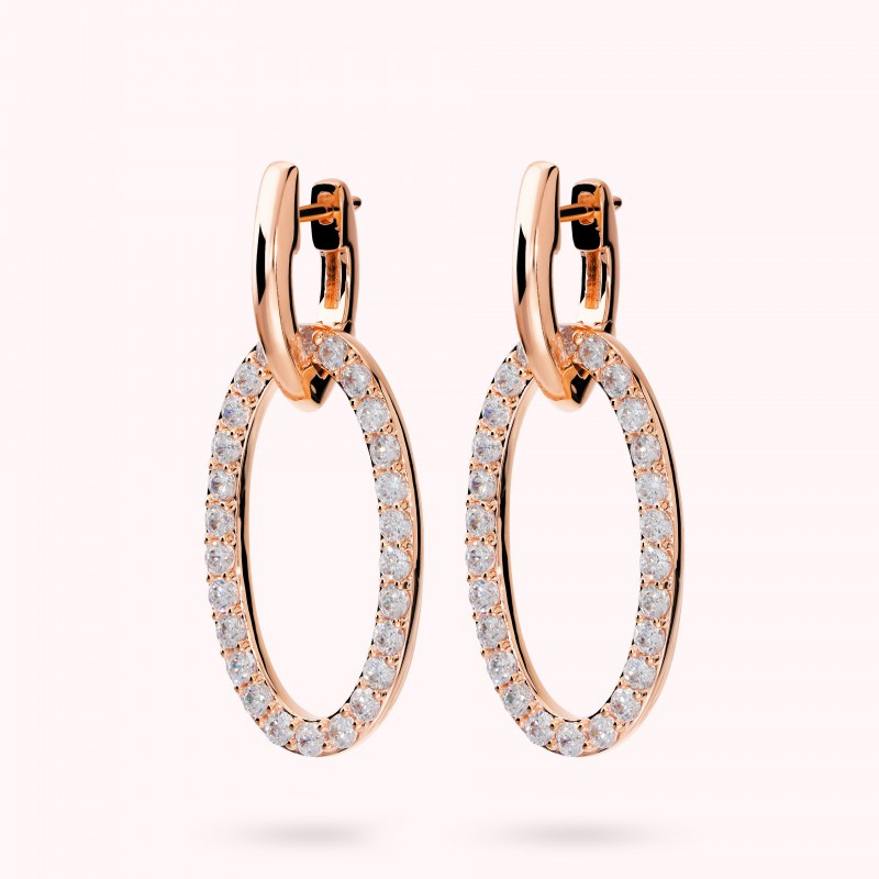 Bronzallure Long Dangling Pave Huggies Earri WSBZ02593.WR