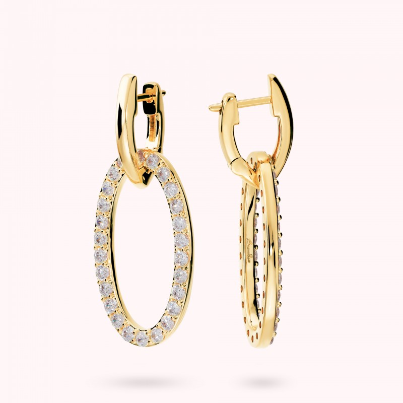 Bronzallure Long Dangling Pave Huggies Earri WSBZ02593Y.WR