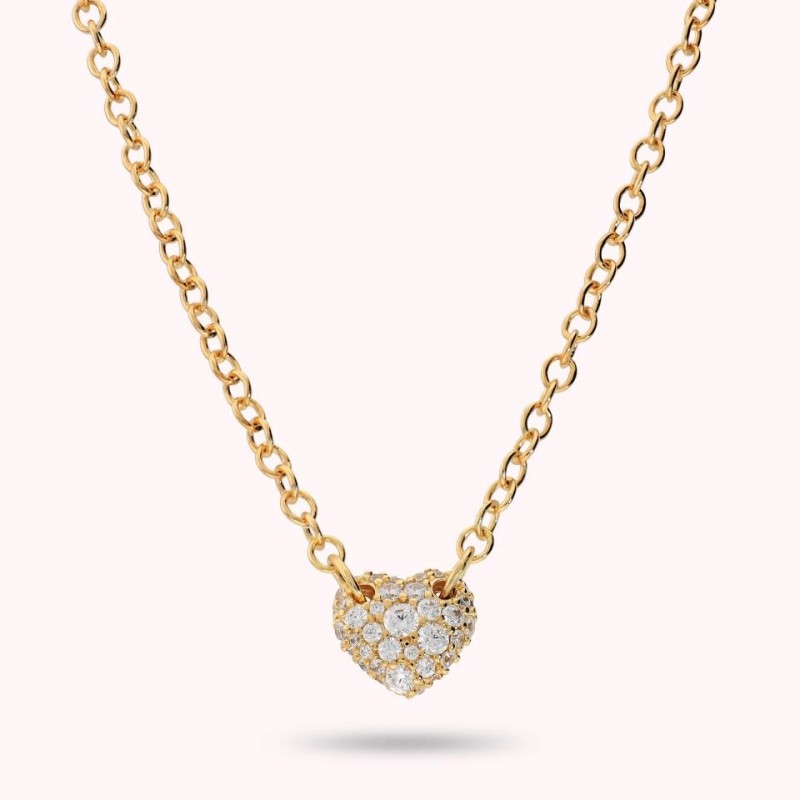 Bronzallure Necklace Rolo With Heart In Pave WSBZ02721Y.WR