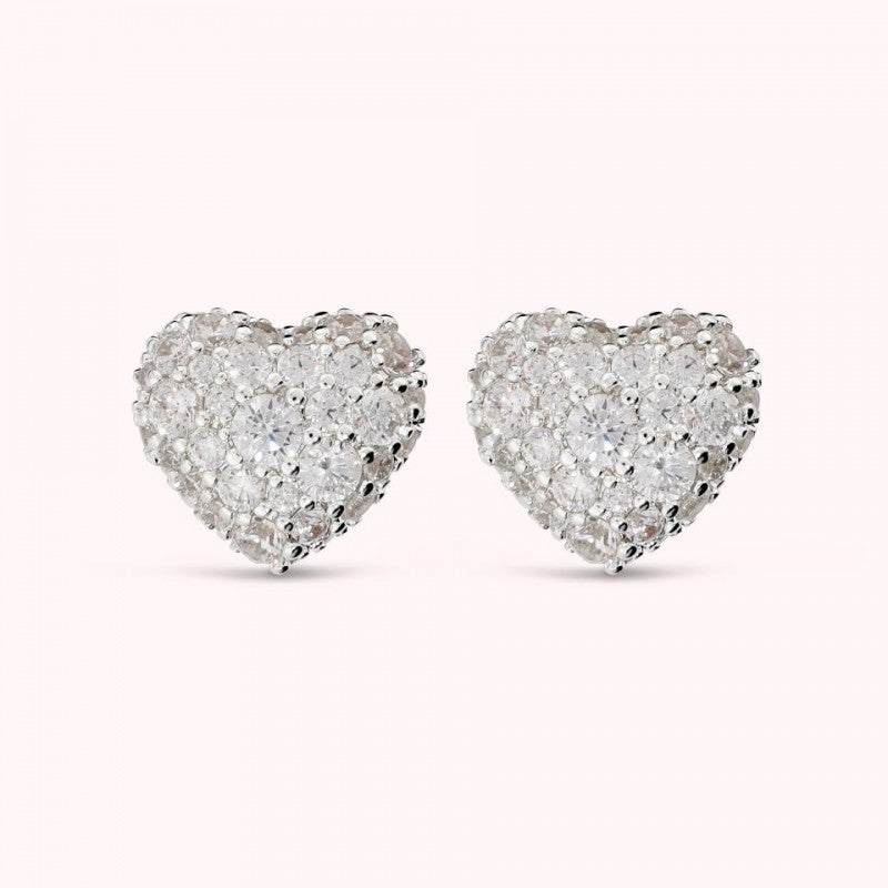 Bronzallure Earrings Heart With Pave In Cubi WSBZ02728W.W