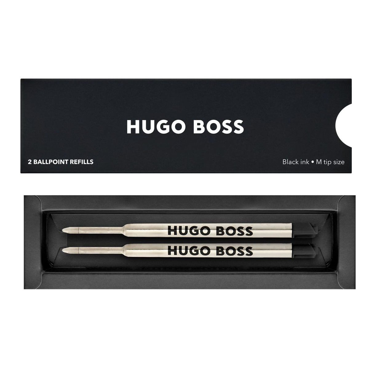Boss Recharge stylo bille Softline noire, pointe moyenne (lot de 2) HPR641NM
